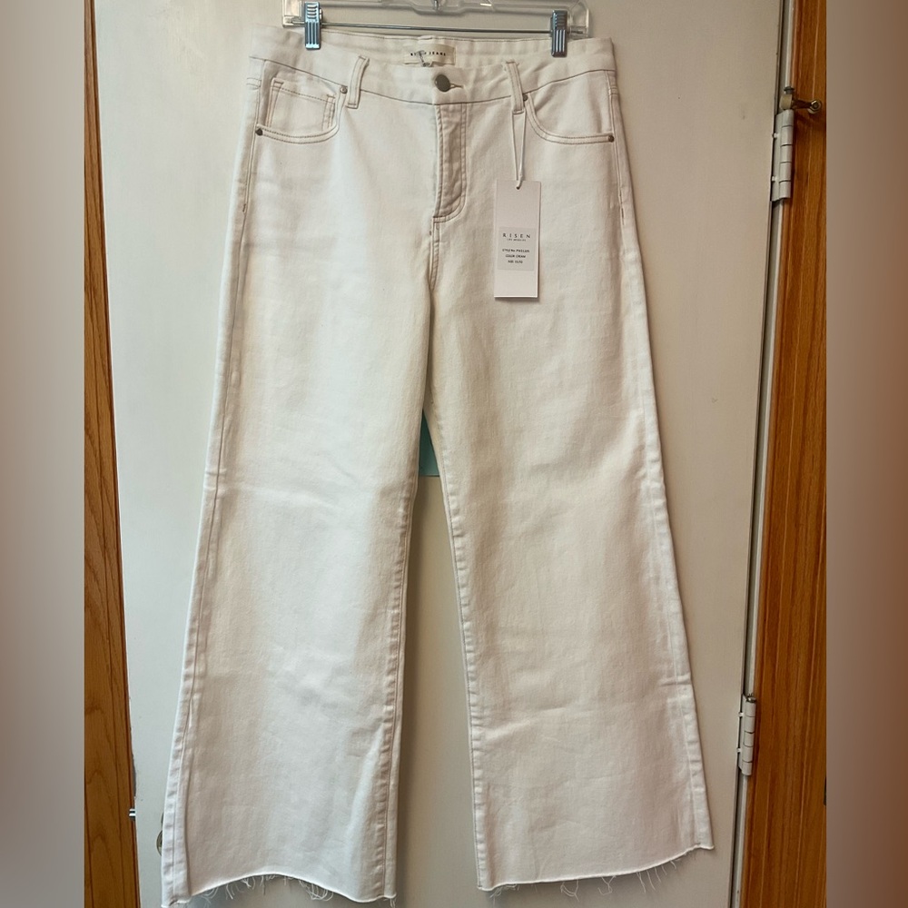 Risen Mid Rise White Wide-Leg Women Jeans